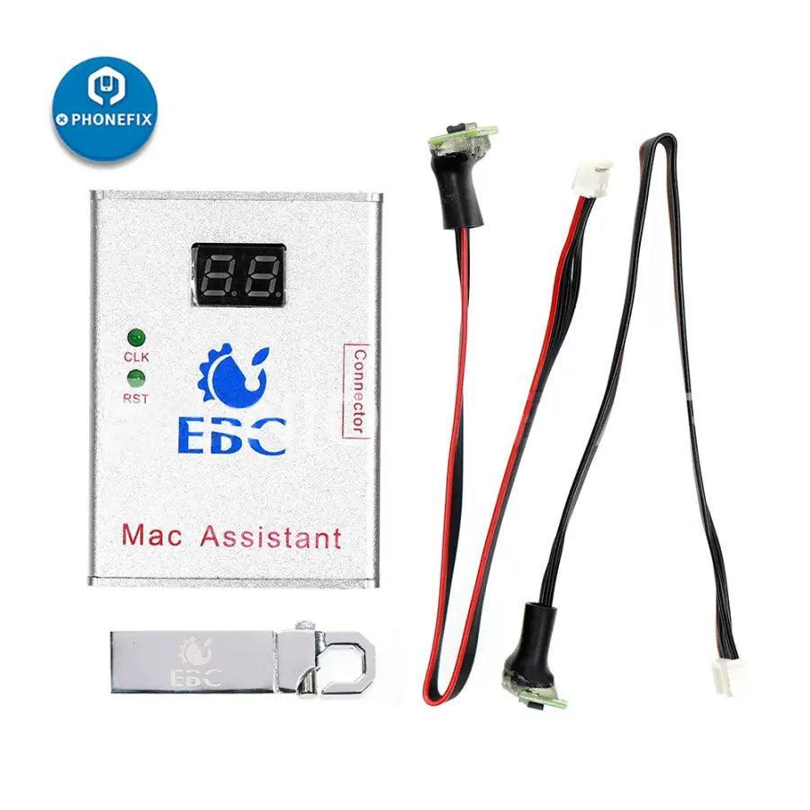 EBC-820 Mac Assistant for MacBook PCB motherboard diagnosis, PhoneFix phone unlocking tool for MacBook repair.