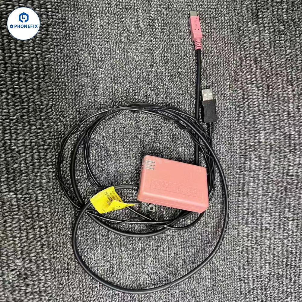 Ham USB-C DCSD engineering cable for iPhone 15 Pro Max recovery repair, used with PHONEFIX unlocking tools.