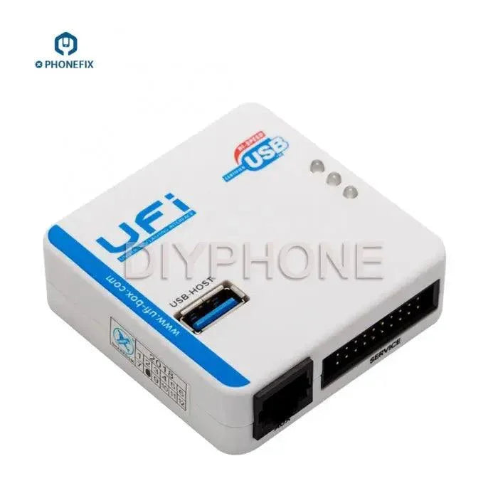 UFi Box mobile phone EMMC data service tool for Samsung phones, used for unlocking and data management by PHONEFIX.