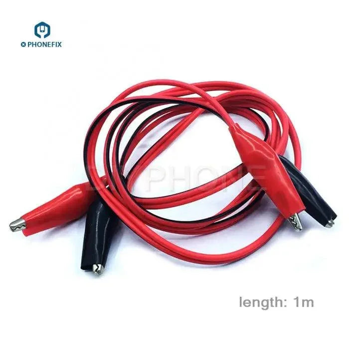 PHONEFIX 1m test leads set with double-ended alligator clips, ideal for jumper wires and electrical testing applications.