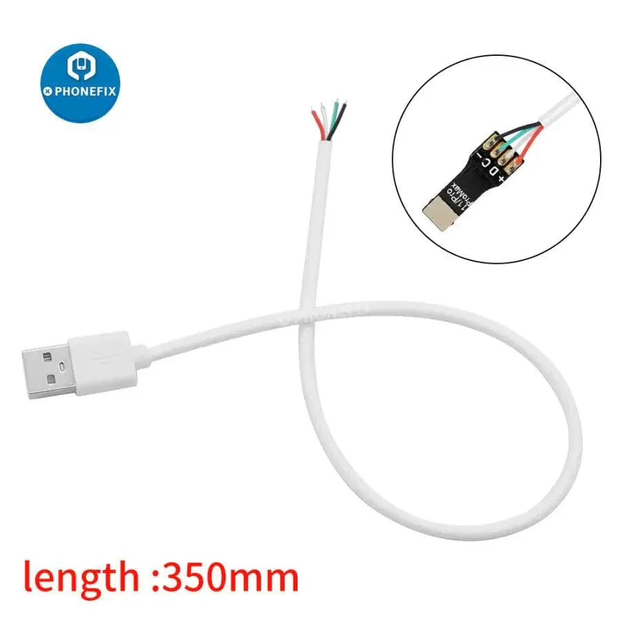 USB 2.0 male to 4 wires open cable for DIY soldering and OEM projects, designed for power cable and charger applications.