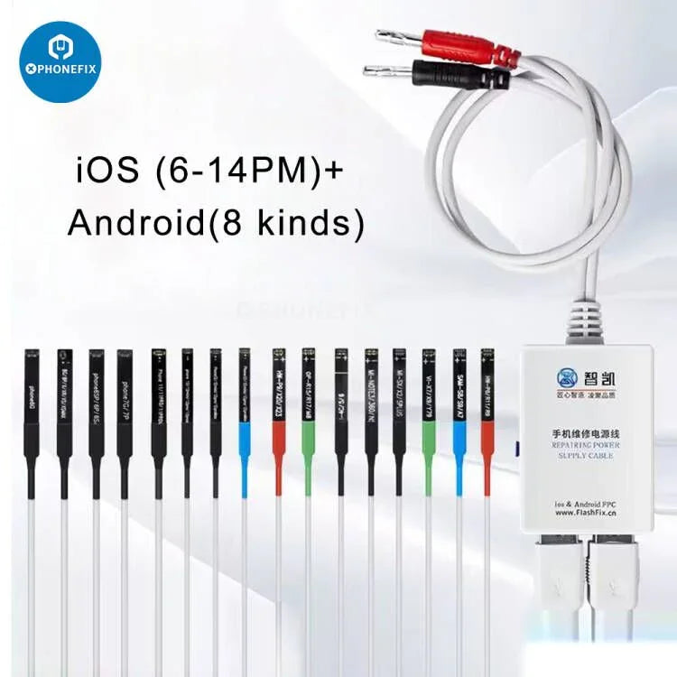 PHONEFIX MECHANIC iBoot power cable for iPhone and Android devices, used for boot repair and charging.