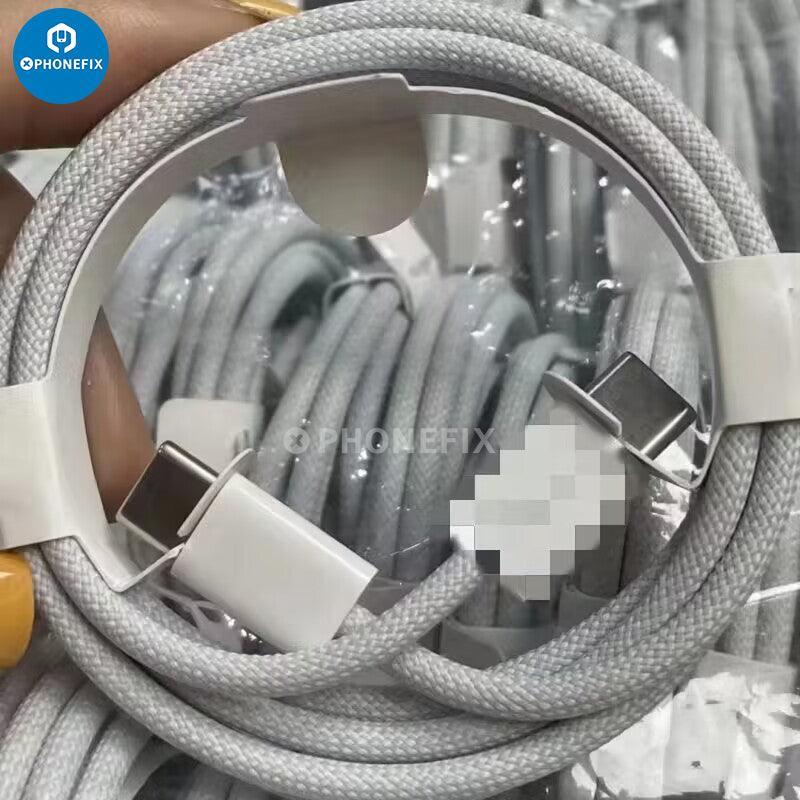 PhoneFix USB-C to iPhone PD fast charger cable, durable power cable with USB-C connector for Apple devices.