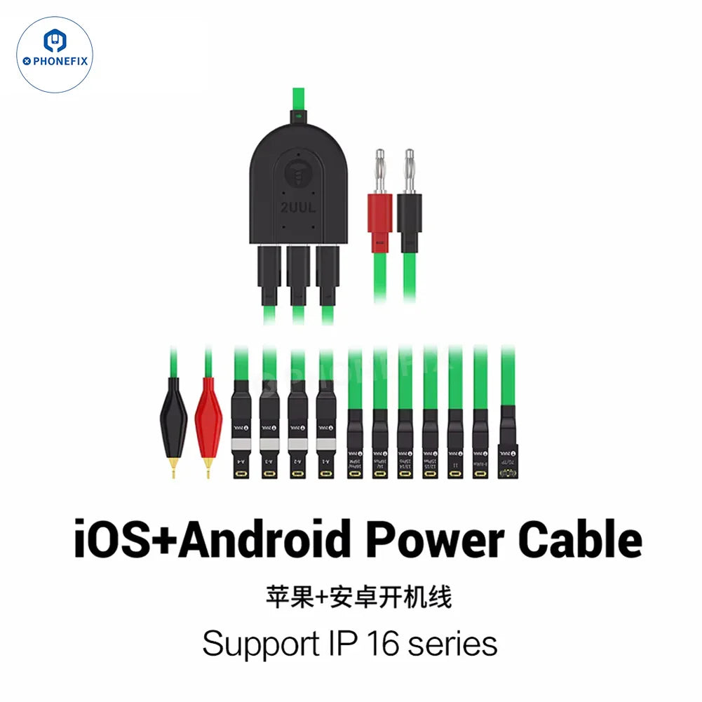 PHONEFIX 2UUL PW02 power supply cable for iPhone 7-16, Huawei, VIVO, OPPO, compatible with iOS and Android devices.