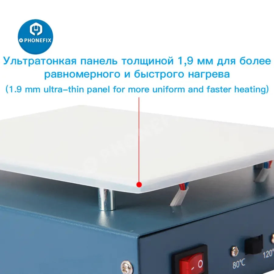 Pre-heating station for K-812/816 LCD screen separator machine by PHONEFIX, used for removing glass from phone screens.