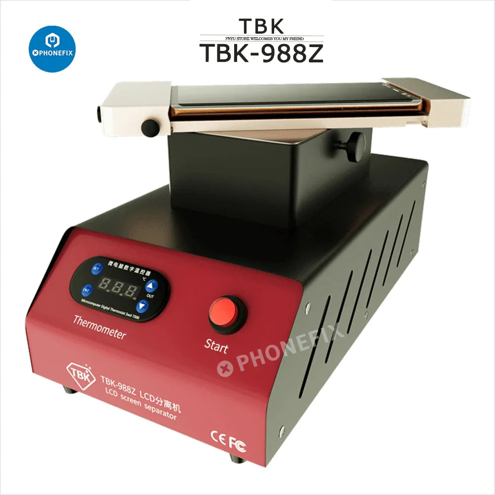 PHONEFIX TBK-988N vacuum pump pre-heating station for iPhone screen separation and repair.