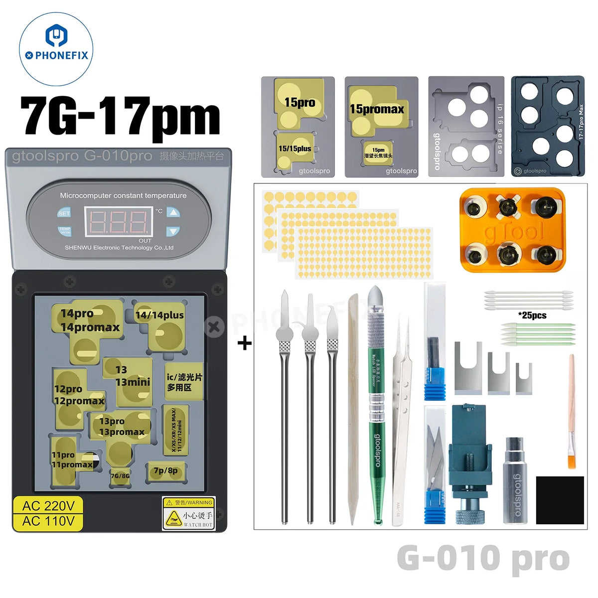 Gtoolspro pre-heating station for iPhone rear camera disassembly repair, used for safe heating during repair process by PHONEFIX
