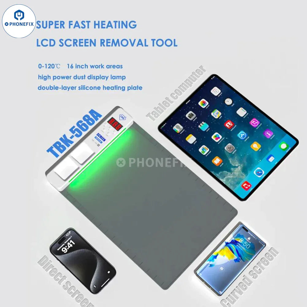 PHONEFIX TBK-568R 568A LCD screen separating machine pre-heating station with heating platform for phone screen repair.