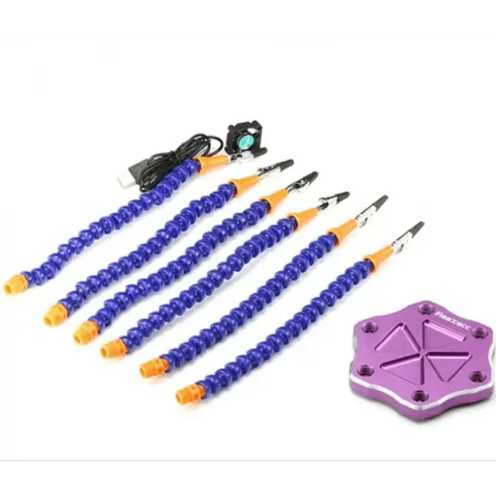 Six flexible arms PCB soldering holder for circuit board repair, part of PHONEFIX RC drone repair tools.