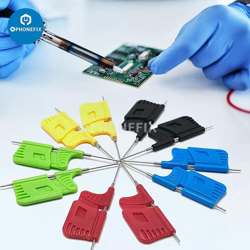 PHONEFIX SMD grippers test clips and probes for micro chips, used as repair assist tools for precise micro chip clamping and testing.