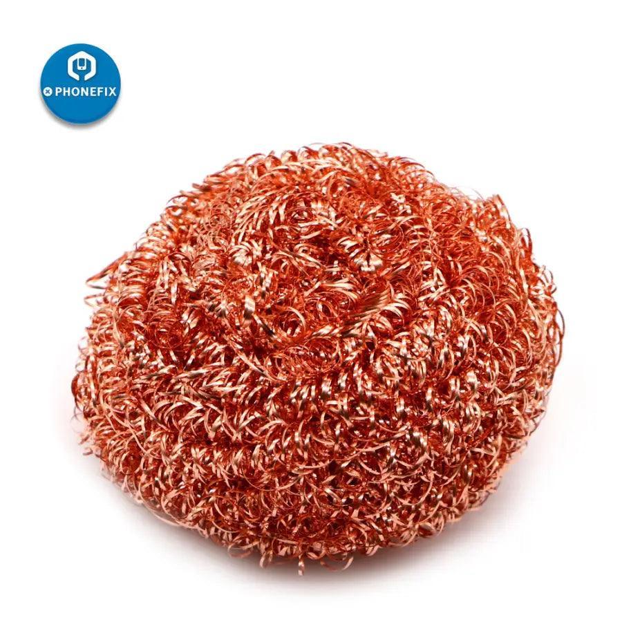 Soldering iron soft steel wire ball tip cleaner for welding and dross removal, by PHONEFIX, used for repair assist tools.