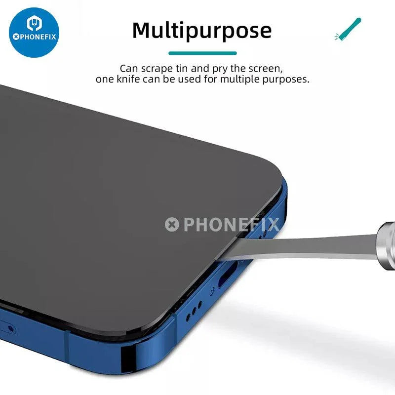 PhoneFix BST-75 ultra-thin metal spudger screen opener for disassembling smartphones, designed for precise screen opening.