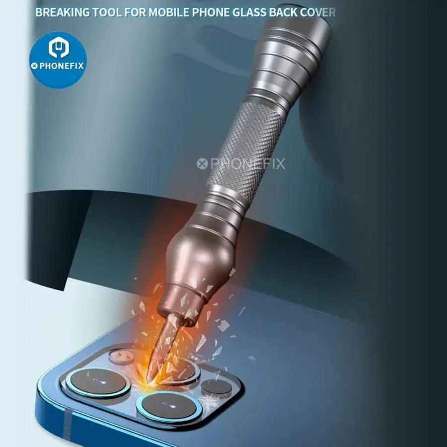 PHONEFIX Mechanic iRock 5 Boulder Glass Breaking Pen for iPhone rear glass, designed for screen opening and repair.