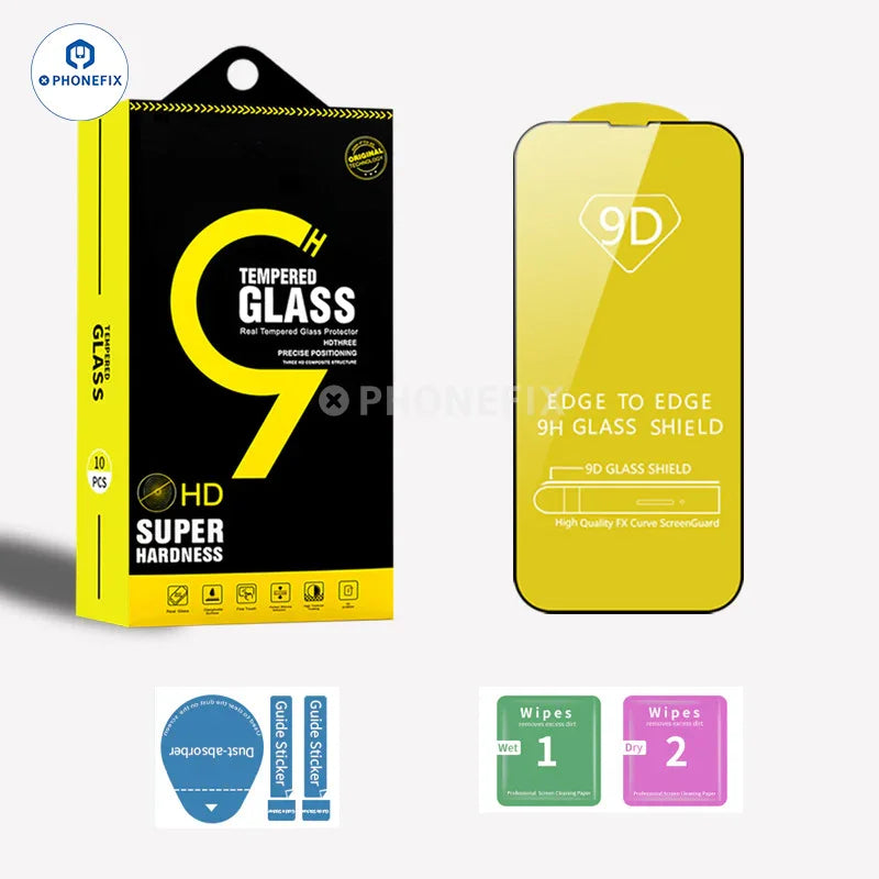 PHONEFIX HD anti-peep tempered glass screen protector for iPhone 16 Pro Max, showing the film applied to the device's display.