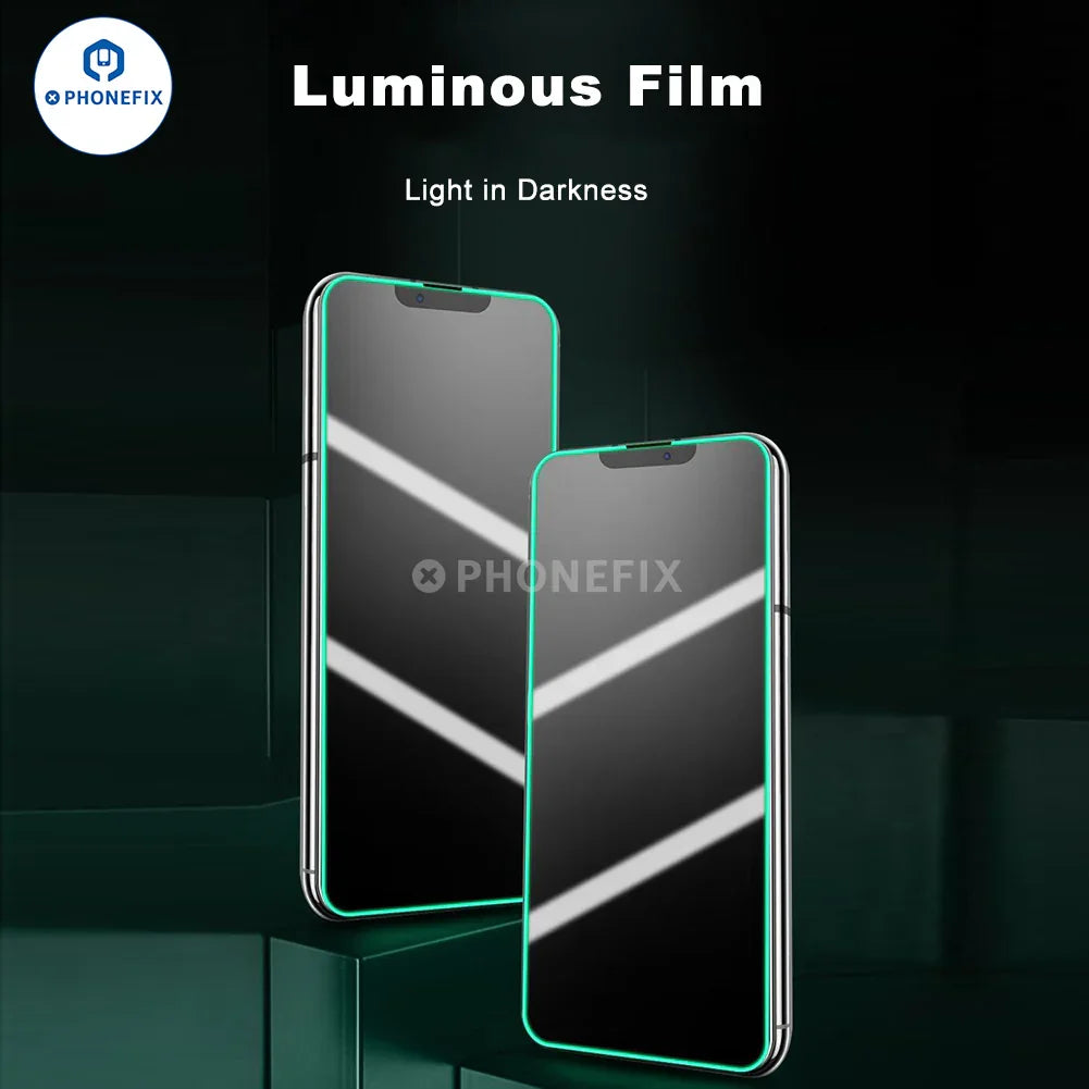 PhoneFIX full screen fluorescent luminous film for iPhone X to 15 Pro Max, protective screen protector film with glowing luminous effect.