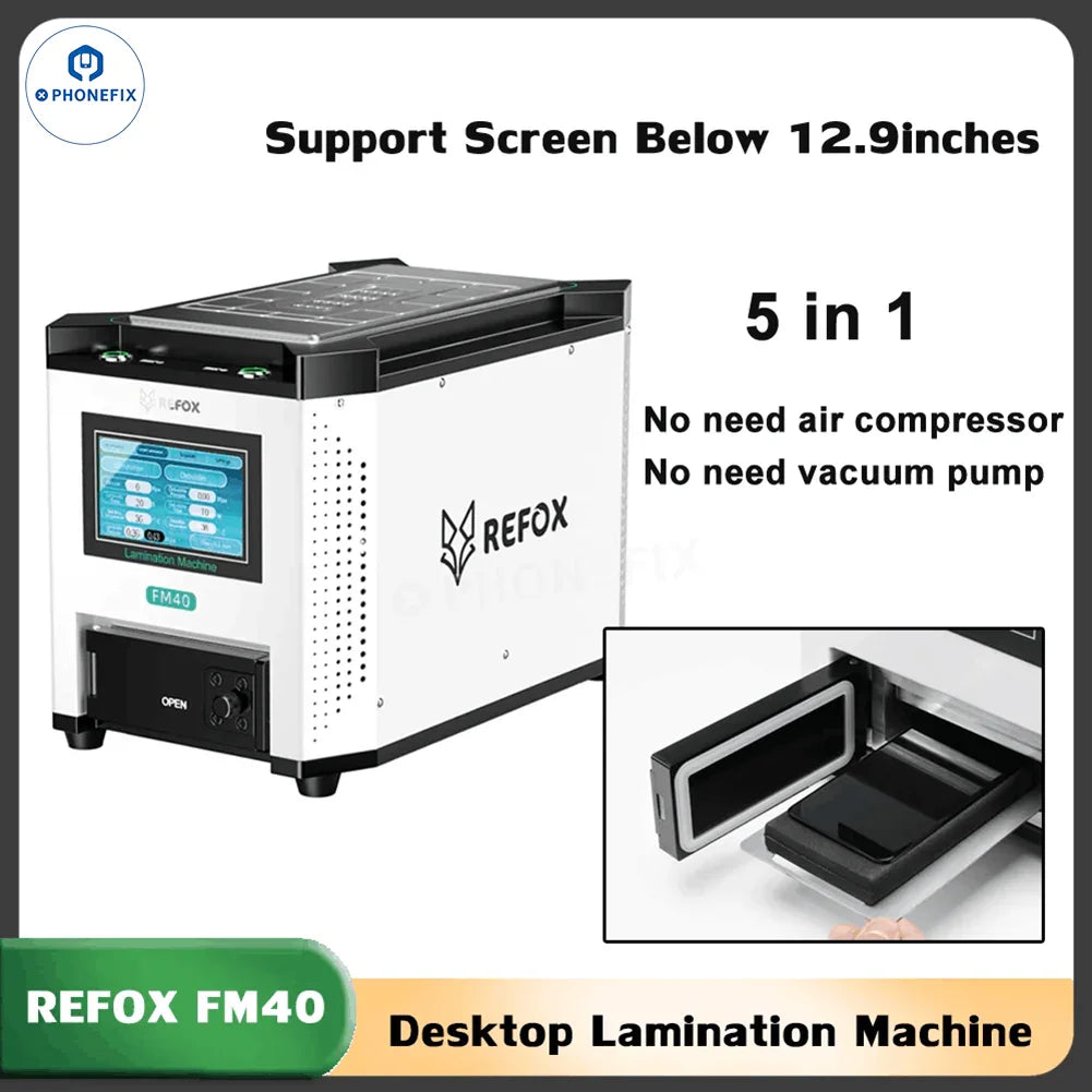 PHONEFIX REFOX FM-30 LCD laminating and separating bubble remover machine used for screen refurbishing.