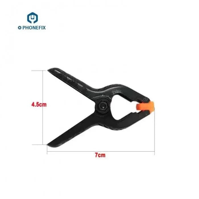 PHONEFIX plastic clip fixture spring clamp for LCD screen fastening, used as a screen repair tool for secure LCD assembly.