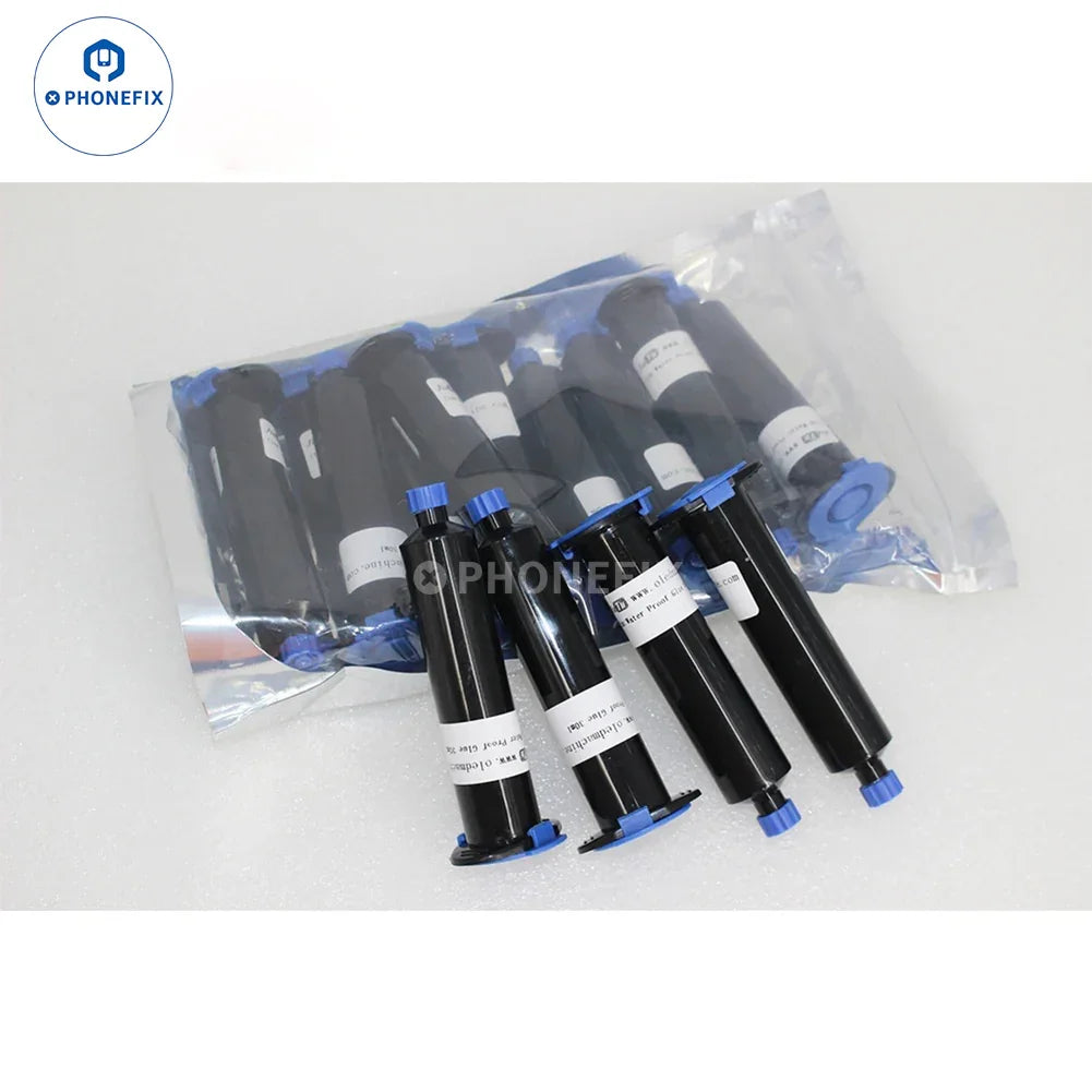 PHONEFIX LCD screen scratch repair consumables and polishing tools for screen repair machines, displayed on a white background.