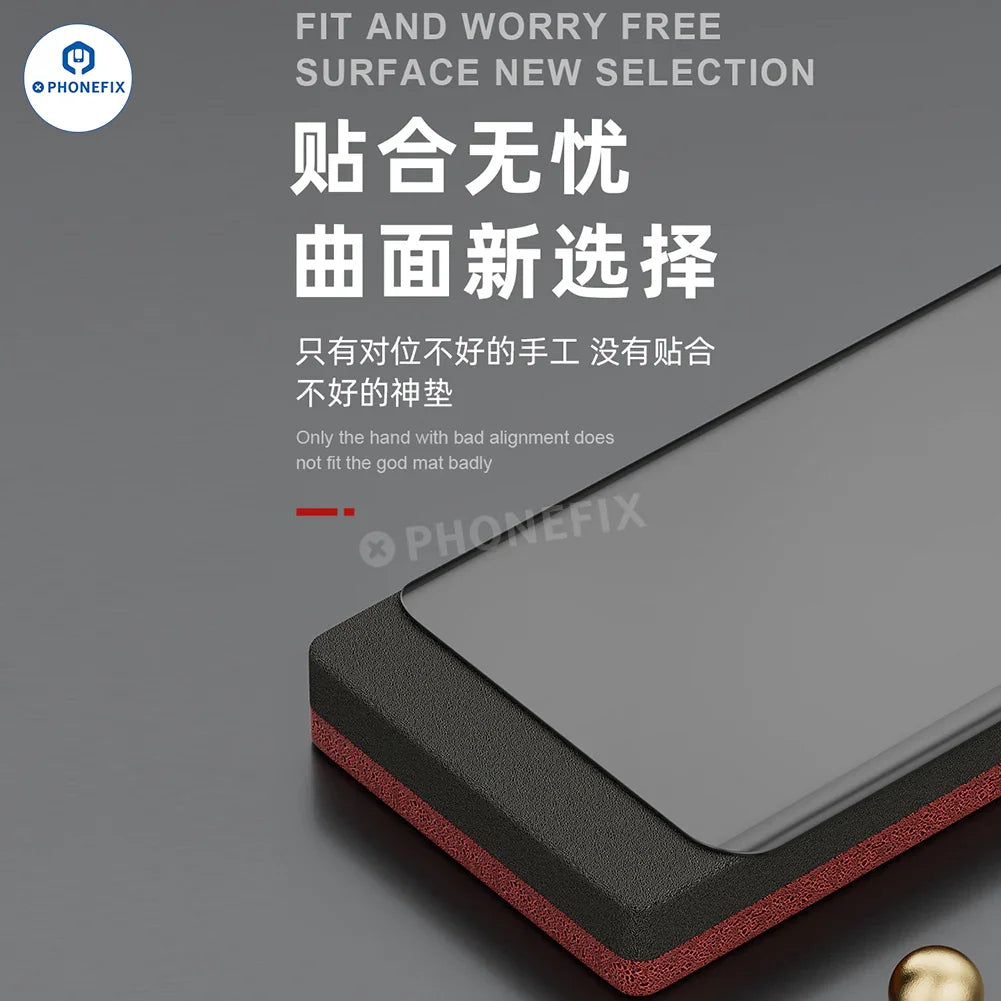 PHONEFIX curved screen bonding pad for phone edge LCD repair, flexible fitting sponge mat for screen repair tools.