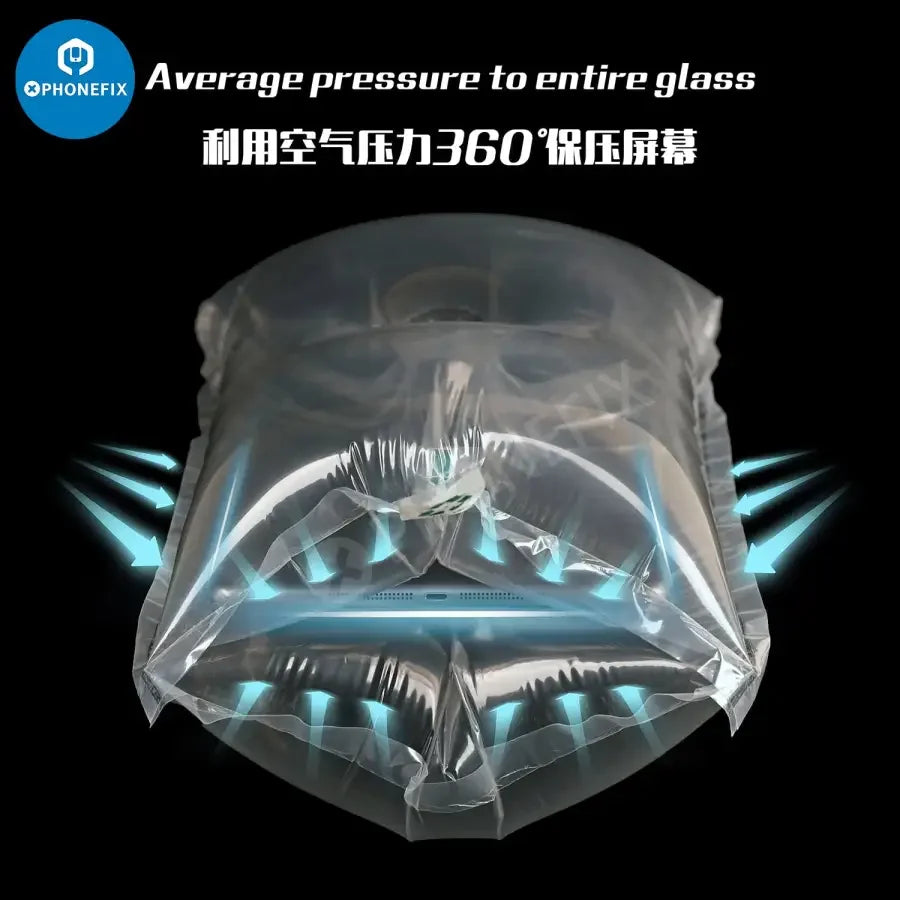 2UUL Air Press Bag for phone and tablet screen repair protection, used with PHONEFIX screen repair tools.