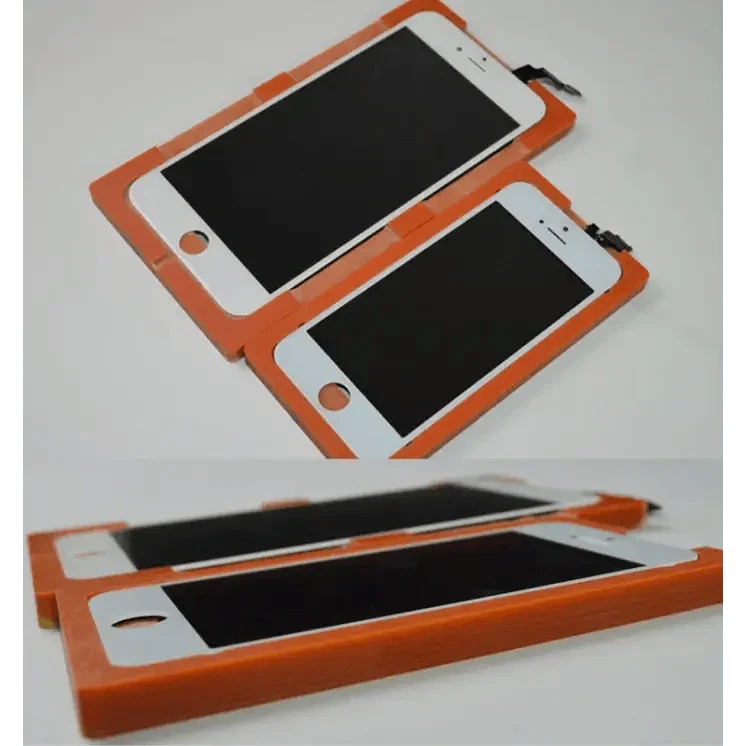 PHONEFIX LCD screen laminating and positioning mold for iPhone screen repair, used for precise assembly and alignment.