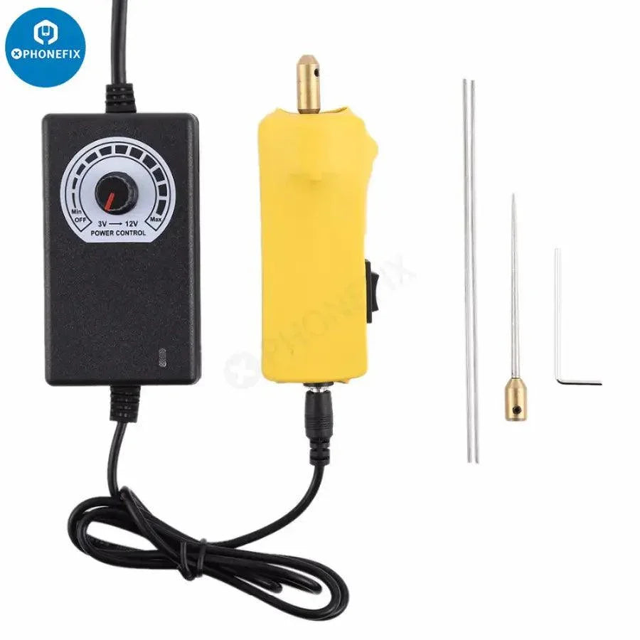 PhoneFix electric glue remover pen for screen adhesive cleaning, ideal for iPhone LCD screen repair and OCA adhesive removal.