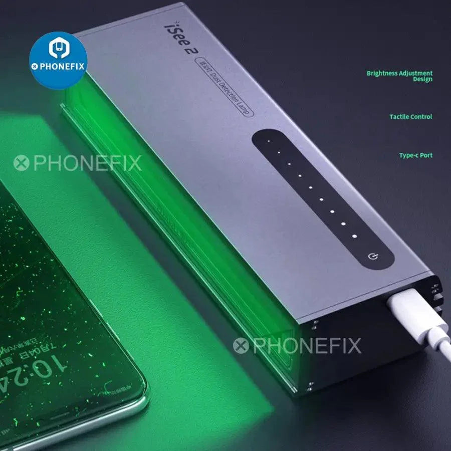 Qianli iSee2 LCD screen dust, fingerprint, and scratch detection lamp, used for phone screen repair and inspection.
