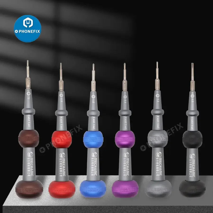PHONEFIX Mechanic Easttag 2D alloy magnetic screwdriver for iPhone repair toolkit, showing the precision tool with magnetic tip.