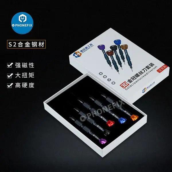 HMT 3D Precision Alloy Screwdriver Tool Kit for Phone Repair by PHONEFIX, including screwdrivers and tools for mobile device repair.