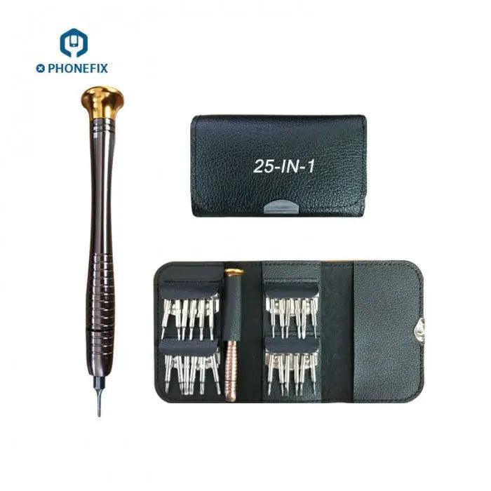 PHONEFIX multi-purpose pocket screwdriver set with screen opening tools for phone repair and electronic device maintenance.