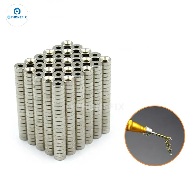 PHONEFIX round magnet with hole, screwdriver magnetizer magnetic ring for holding and attracting screws during repair work.