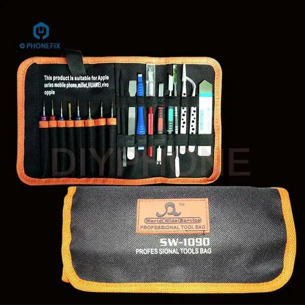 PHONEFIX 18-piece phone opening tools screwdriver set for iPhone 15, 16, 17 repair, includes screwdrivers and tools for phone repairs.