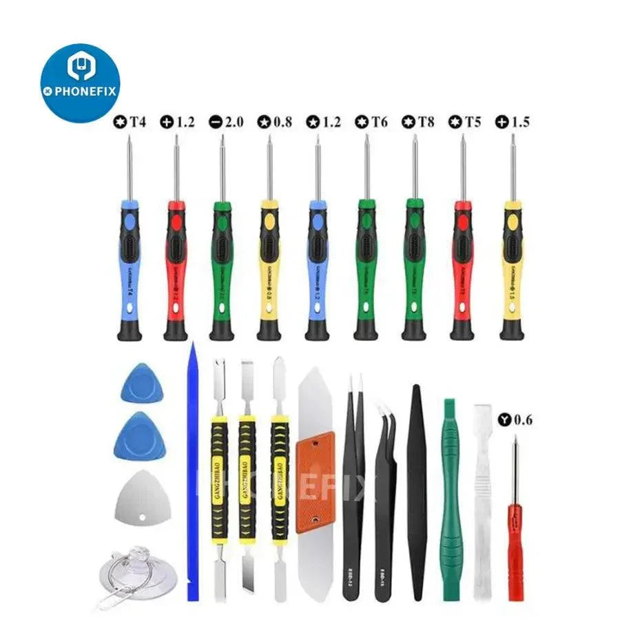 Set of 25 multifunctional repair tools with precision screwdrivers from PHONEFIX, ideal for electronic device repairs.