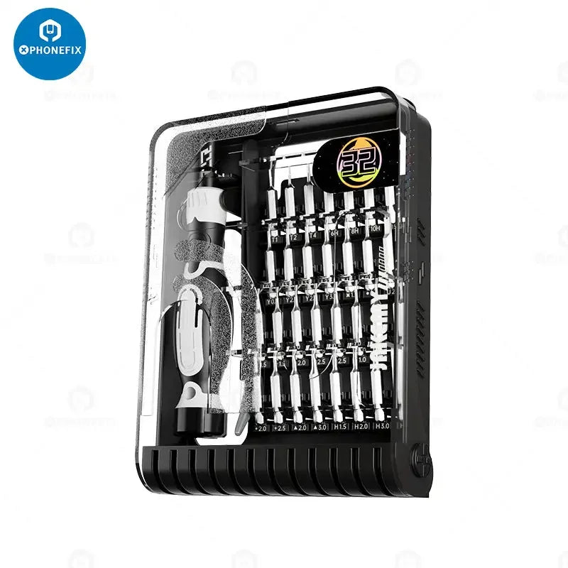 JAKEMY JM-8189 32-in-1 screwdriver set with magnetic bits, versatile phone repair tools, compact and organized for electronic repairs