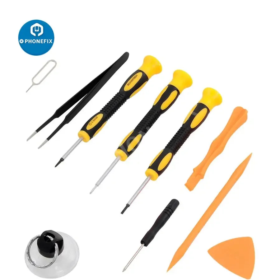 PHONEFIX magnetic screwdriver tool kit for iPhone, Samsung, Huawei repair, includes precision screwdrivers and magnetic bits.