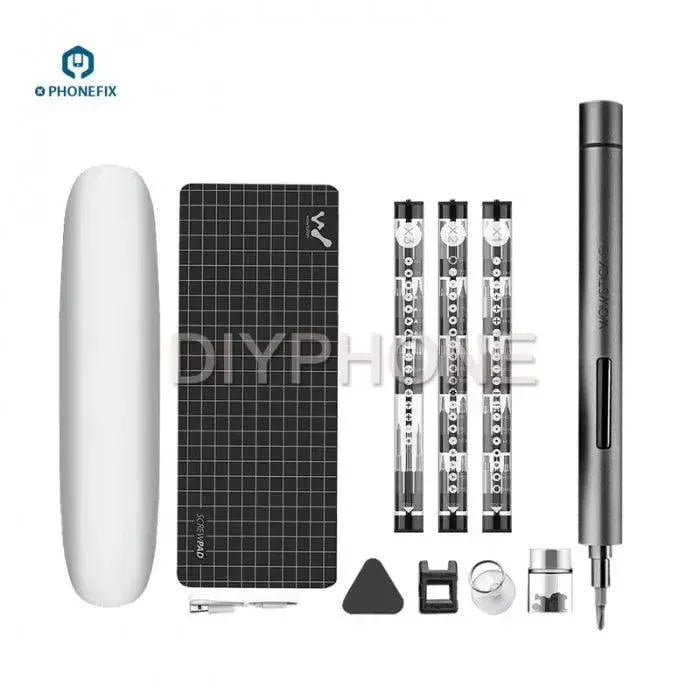 Wowstick 1F Plus mini electric screwdriver by PHONEFIX with 56 bits, ideal for phone and tech repair tools.