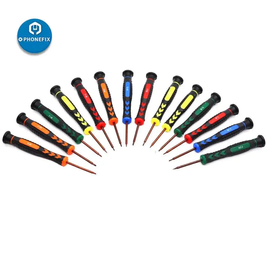 PHONEFIX professional phone repair screwdriver tool set with magnetic slotted and Phillips screwdrivers for phone opening repair.