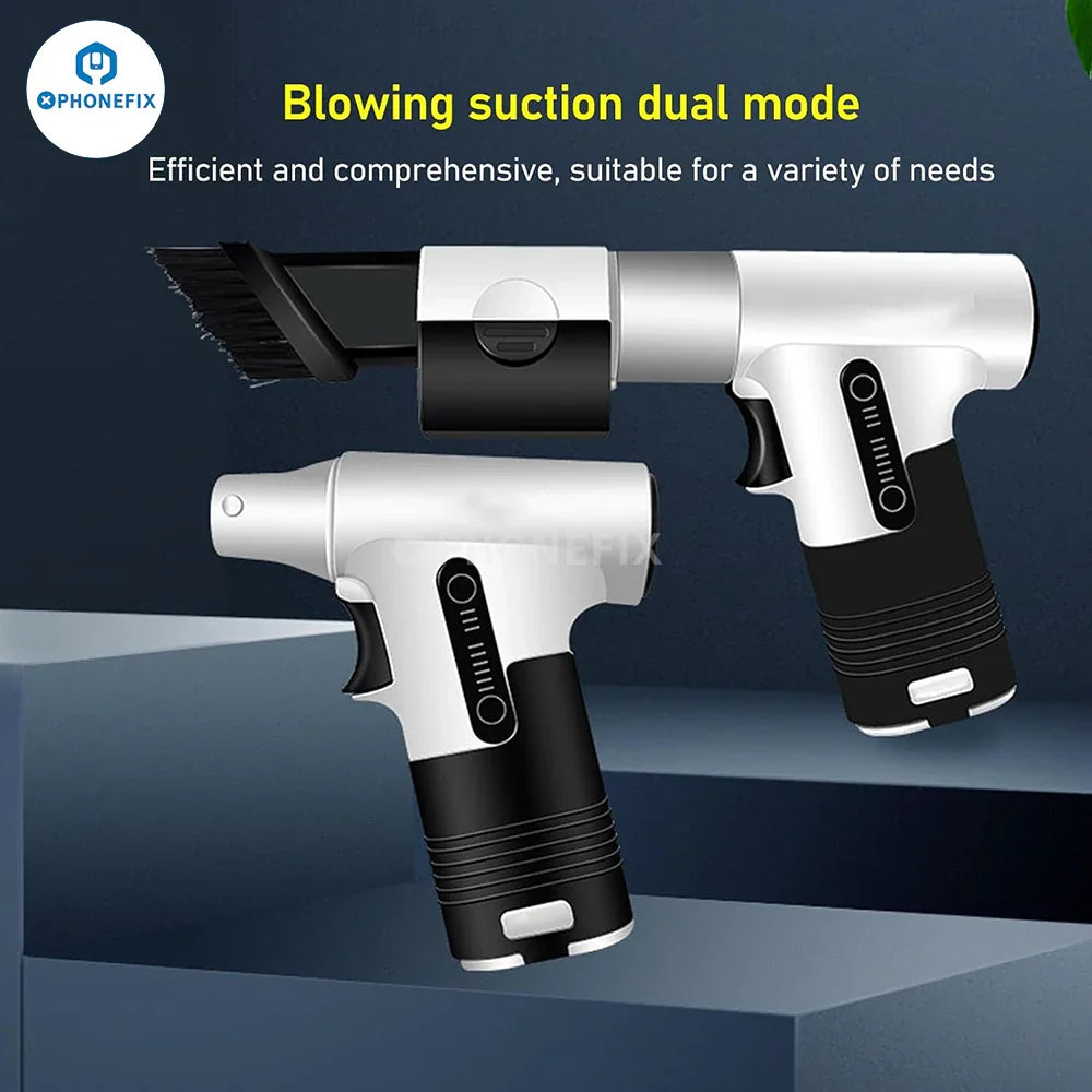 Phonefix handheld electric turbofan smoke fume extractor with blowing and suction for dust removal and cooling.