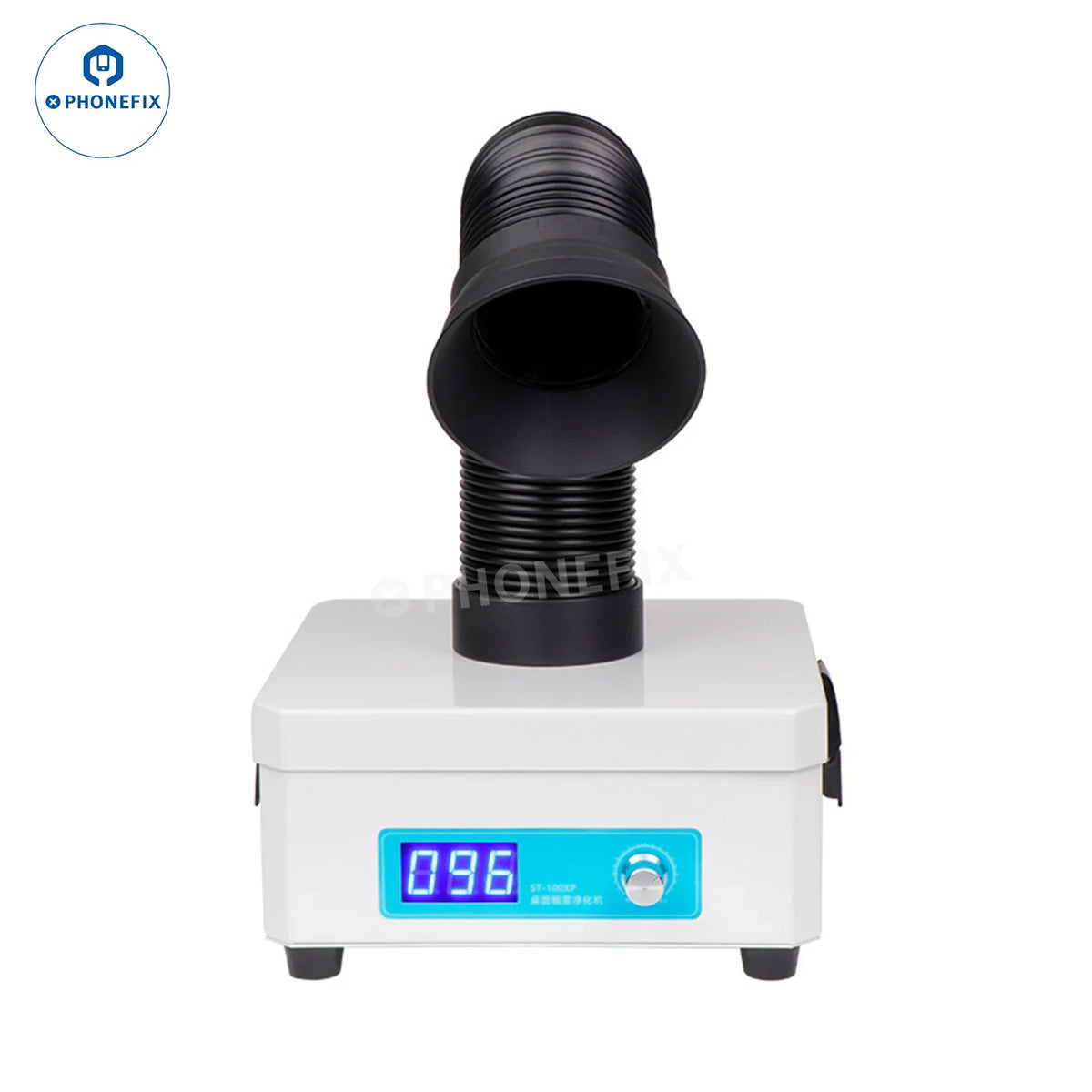 PHONEFIX 2UUL uufilter desktop welding fume extractor with filter, capturing soldering smoke and fumes in a compact design.