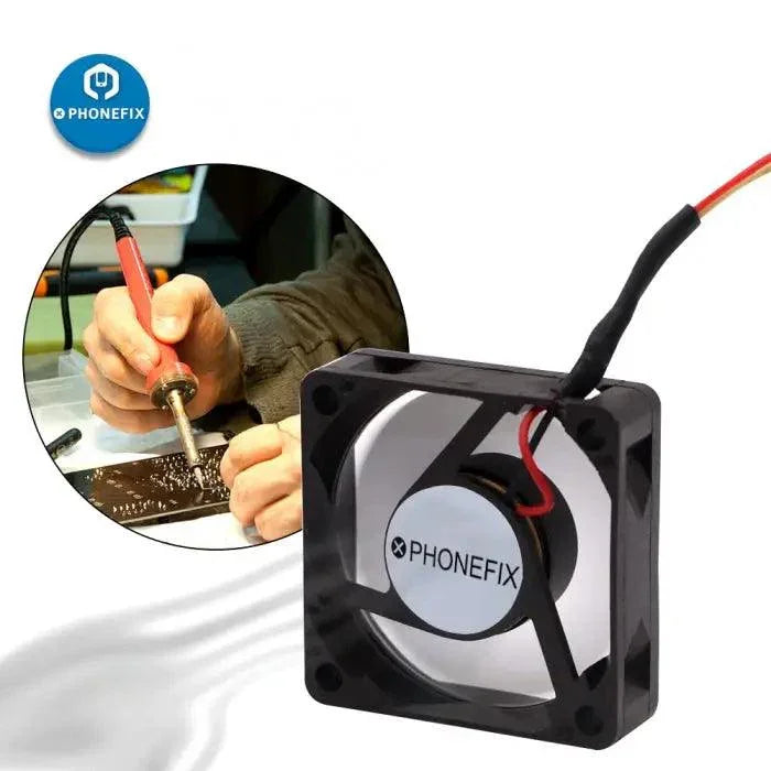 5V USB fan air filter and smoke absorber for solder iron fumes, compact smoke fume extractor from PHONEFIX.