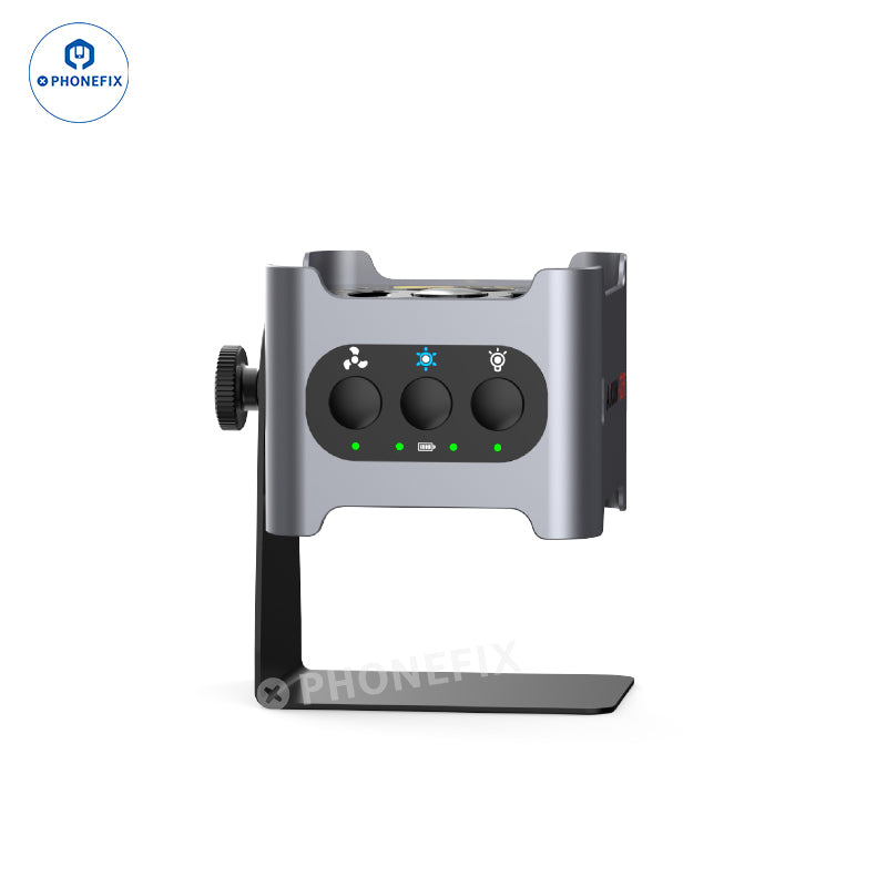 AIXUN LF03 UV curing cooling fan with lighting and smoke extraction, featuring a compact design for smoke fume removal.