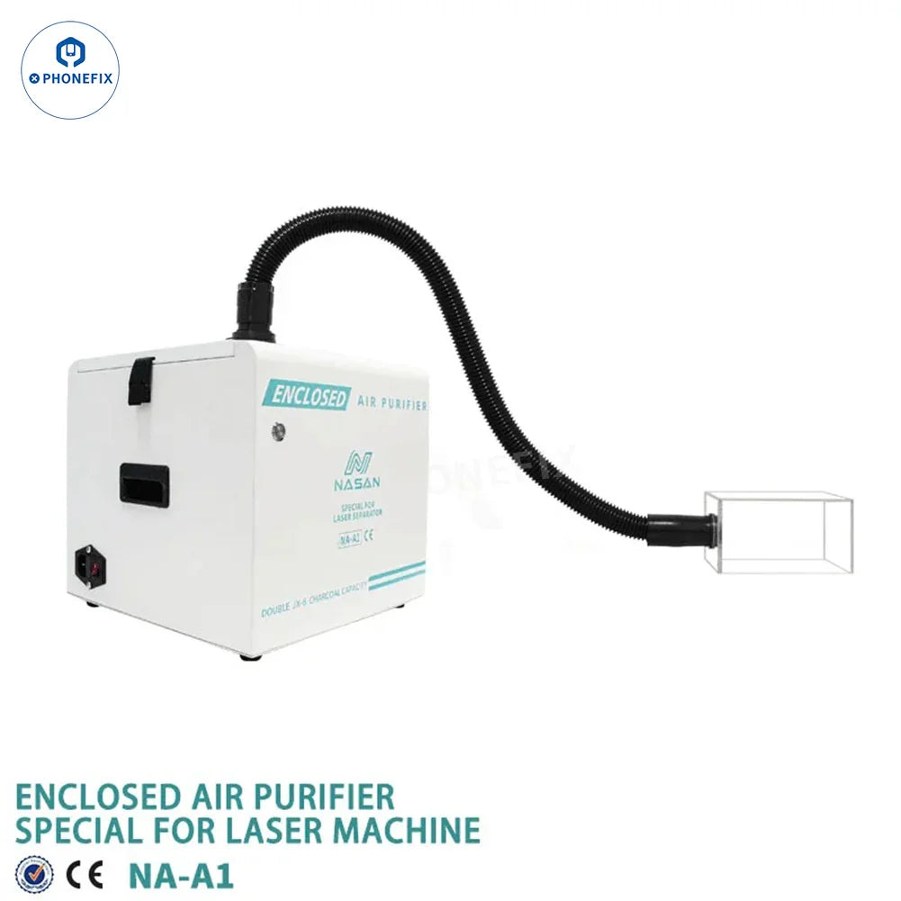 PhoneFix NASAN NA-A1 laser fume extractor with dust cover, compact smoke and air purifier for safe workspace air quality.