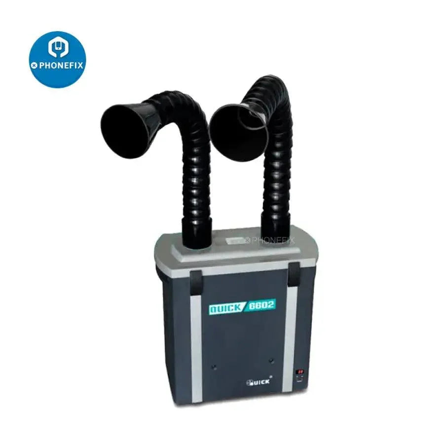 Phonefix QUICK 6602 6601 smoke fume extractor with double tube design, air cleaner for efficient smoke and fumes removal.