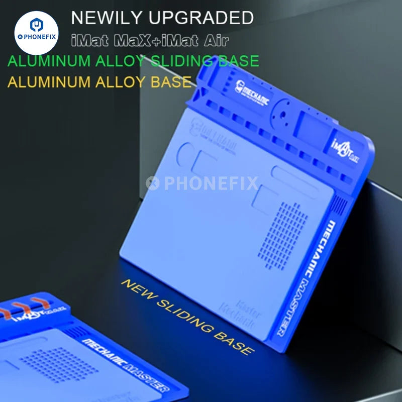 PhoneFix mechanic aluminum alloy soldering mat for microscope base platform, featuring a durable, anti-slip surface with precise grid markings.