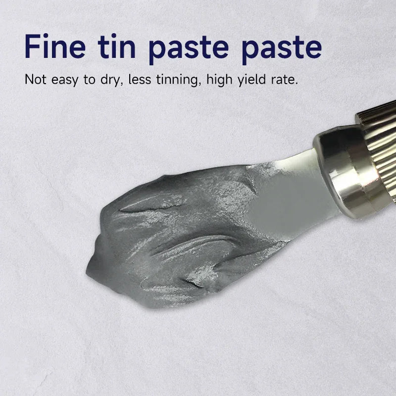PhoneFix lead-free tin solder paste in various grades, featuring high-temperature solder flux for electronic assembly.