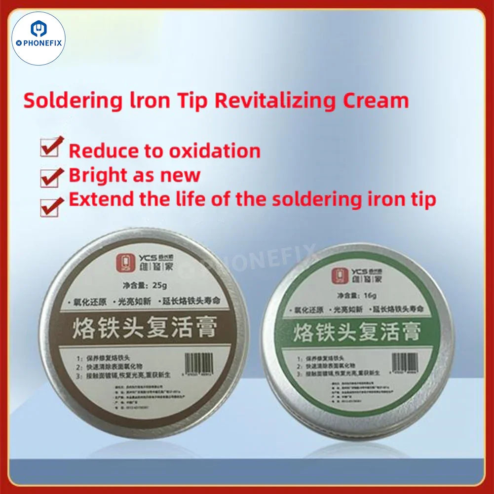PhoneFix YCS Refresher soldering iron tip cleaning paste for oxidation removal and repair of soldering iron tips.