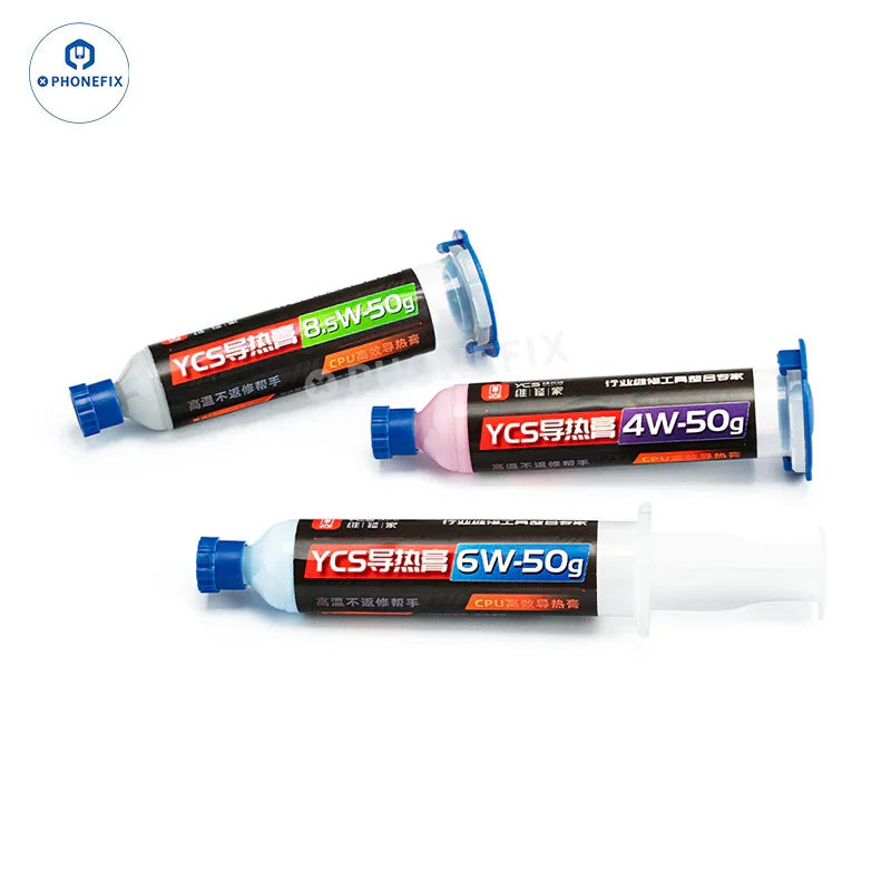 Phonefix CPU thermal paste in 50g solder paste container, suitable for iPhone and laptop thermal management.