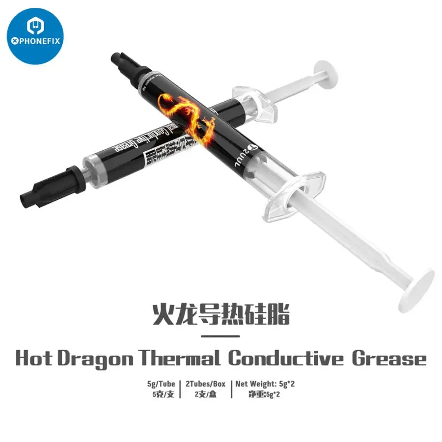 2UUL SC04 Hot Dragon thermal conductive grease for CPU and GPU, shown as a solder paste product by PHONEFIX.