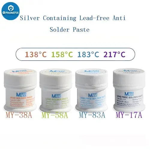MaAnt Solder Paste from PHONEFIX, BGA soldering flux with 138, 158, and 183-degree melting points for precise electronic repairs.