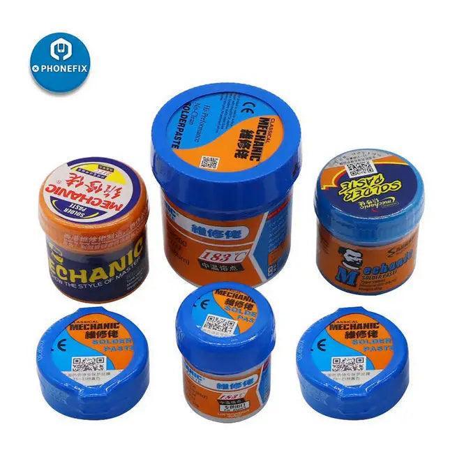 MECHANIC XG-20 50 250 BGA solder flux paste for welding and rework, used in electronics repair by PHONEFIX.